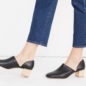 Madewell The Kirstie Lowcut Shoe Black Leather 2" Heel Side Cutout Bootie 8.5